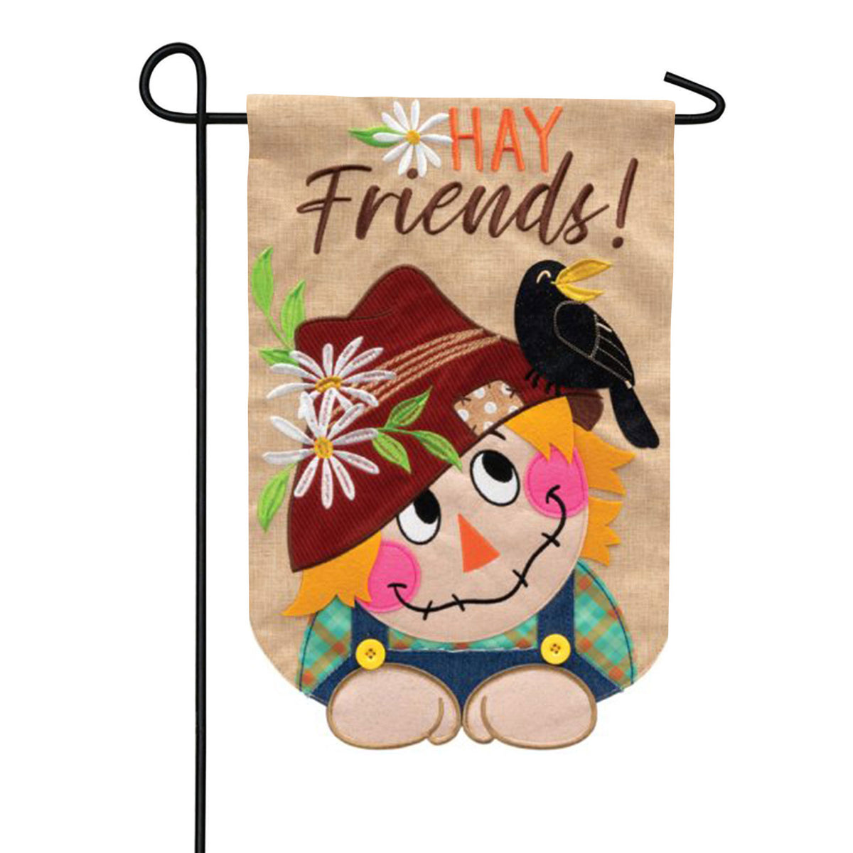 Hay Friends Scarecrow Applique Garden Flag