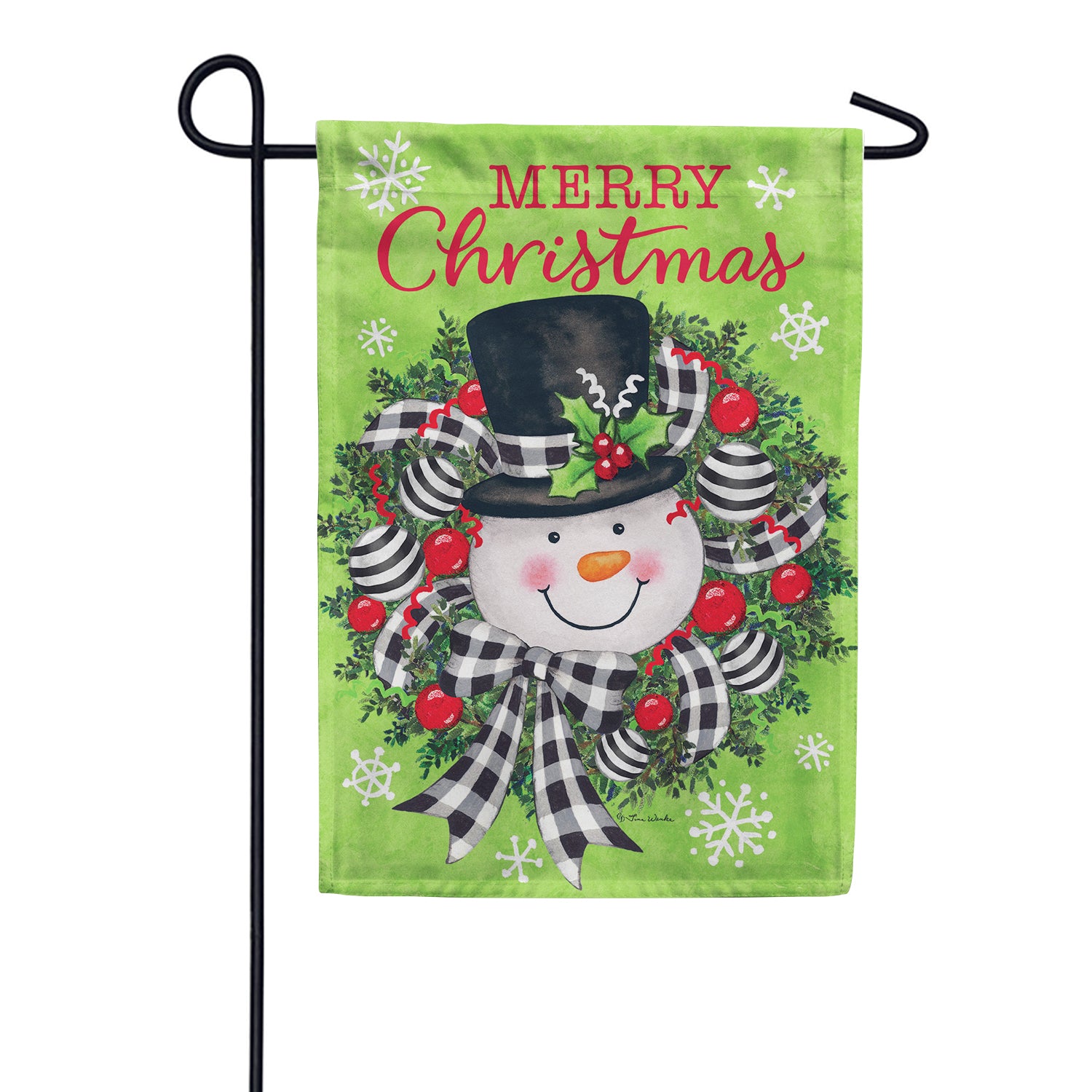 Custom Decor Garden Flag - Snowman Wreath