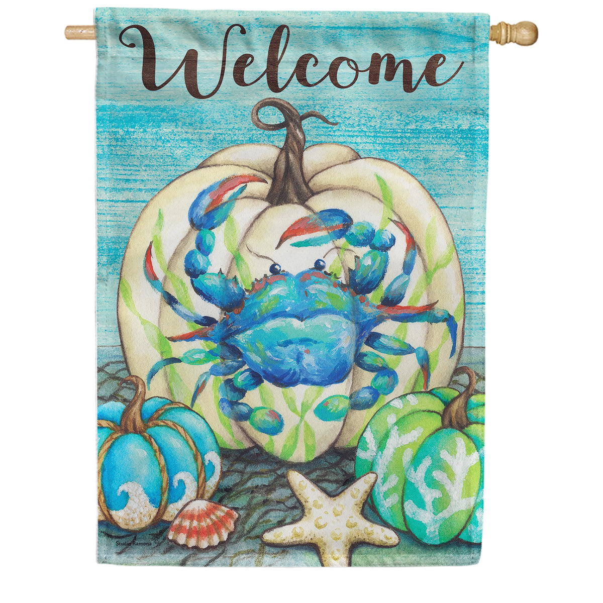 Custom Decor House Flag - Crabby Pumpkin