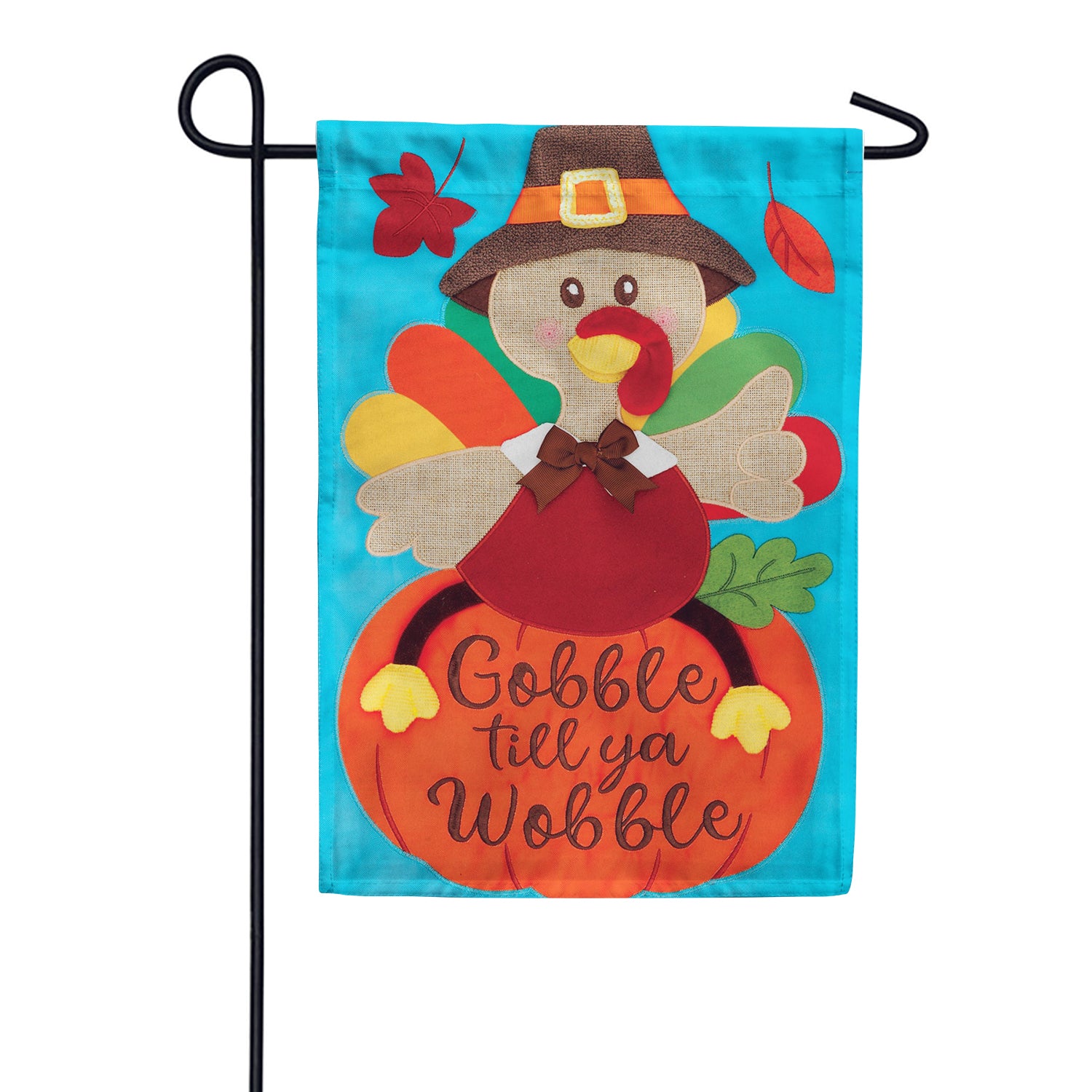 Custom Decor Applique Garden Flag - Gobble Turkey