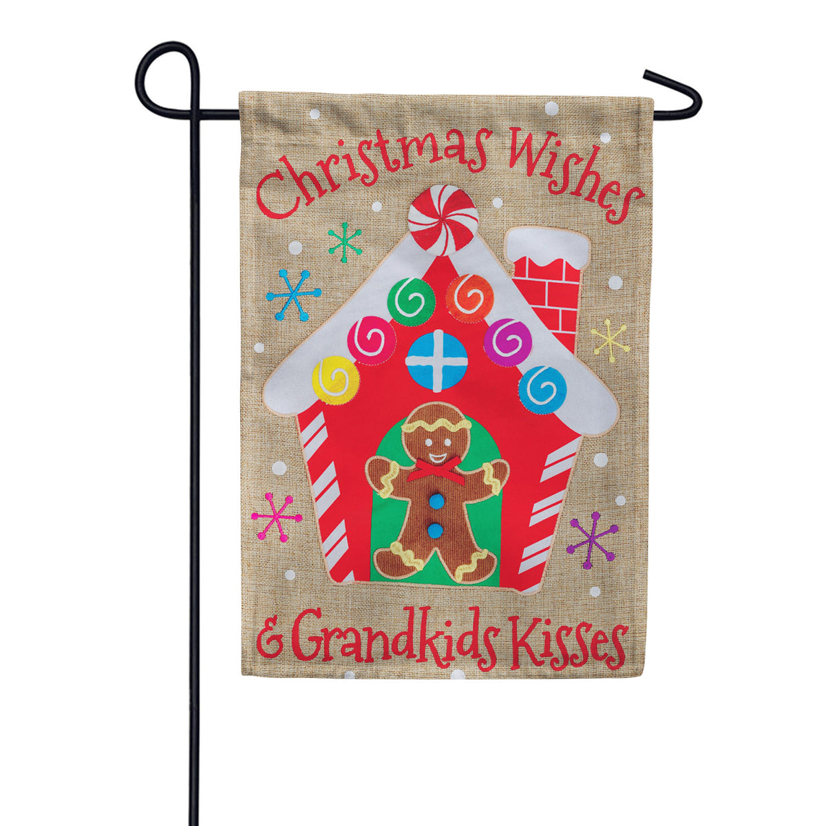 Custom Decor Burlap Garden Flag - Gingerbread House
