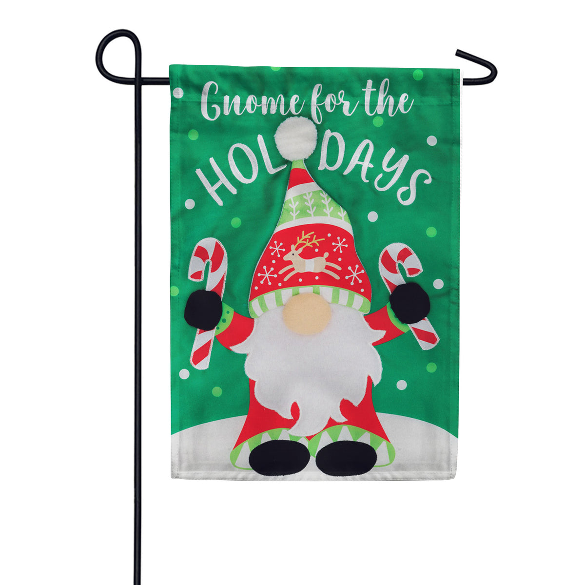 Custom Decor Applique Garden Flag - Gnome Holiday