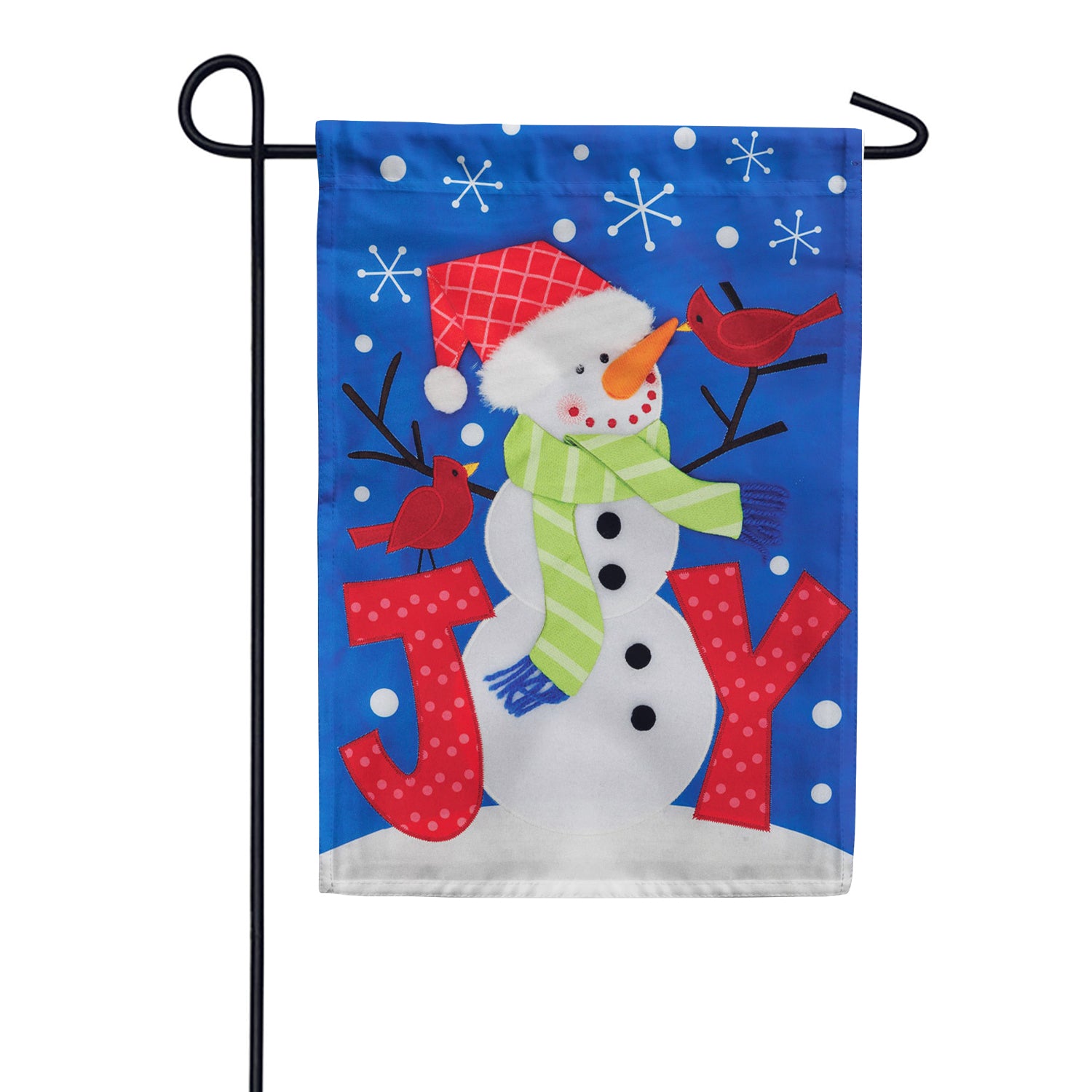 Custom Decor Joy Snowman Applique Garden Flag