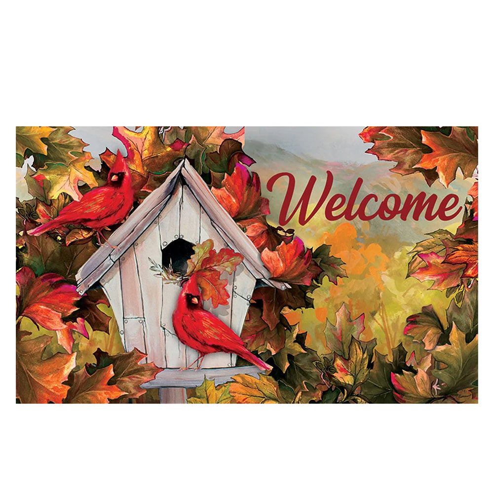 Custom Decor Mat - Cardinal Birdhouse