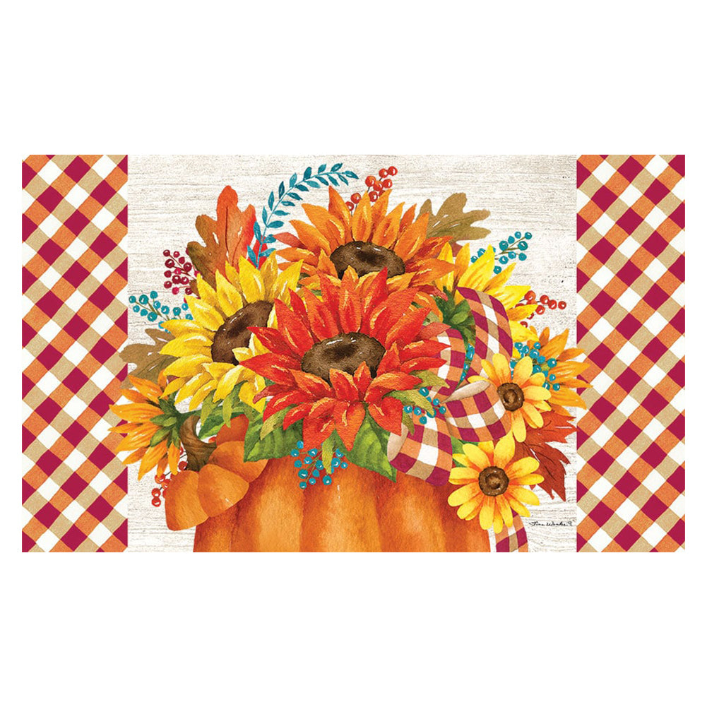 Custom Decor Mat - Pumpkin Sunflower
