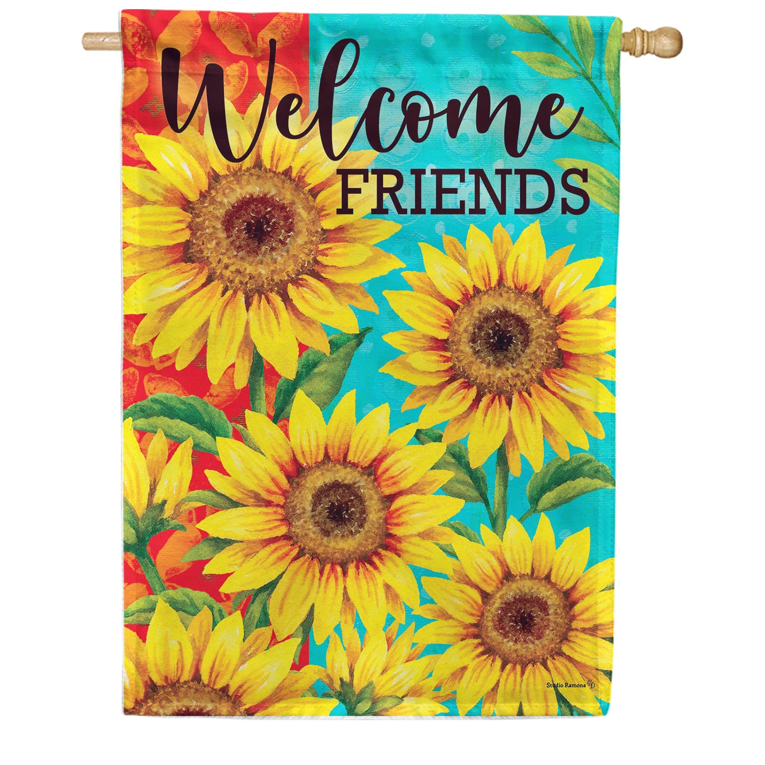 Custom Decor Sunflower Welcome House Flag