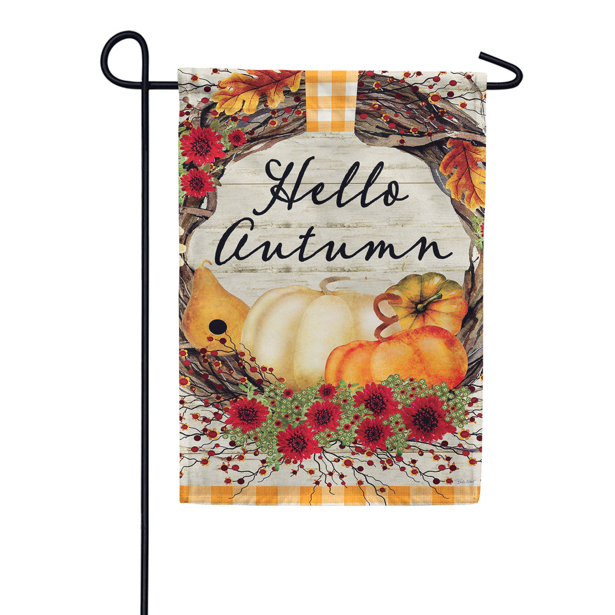 Custom Decor Hello Autumn Wreath Garden Flag