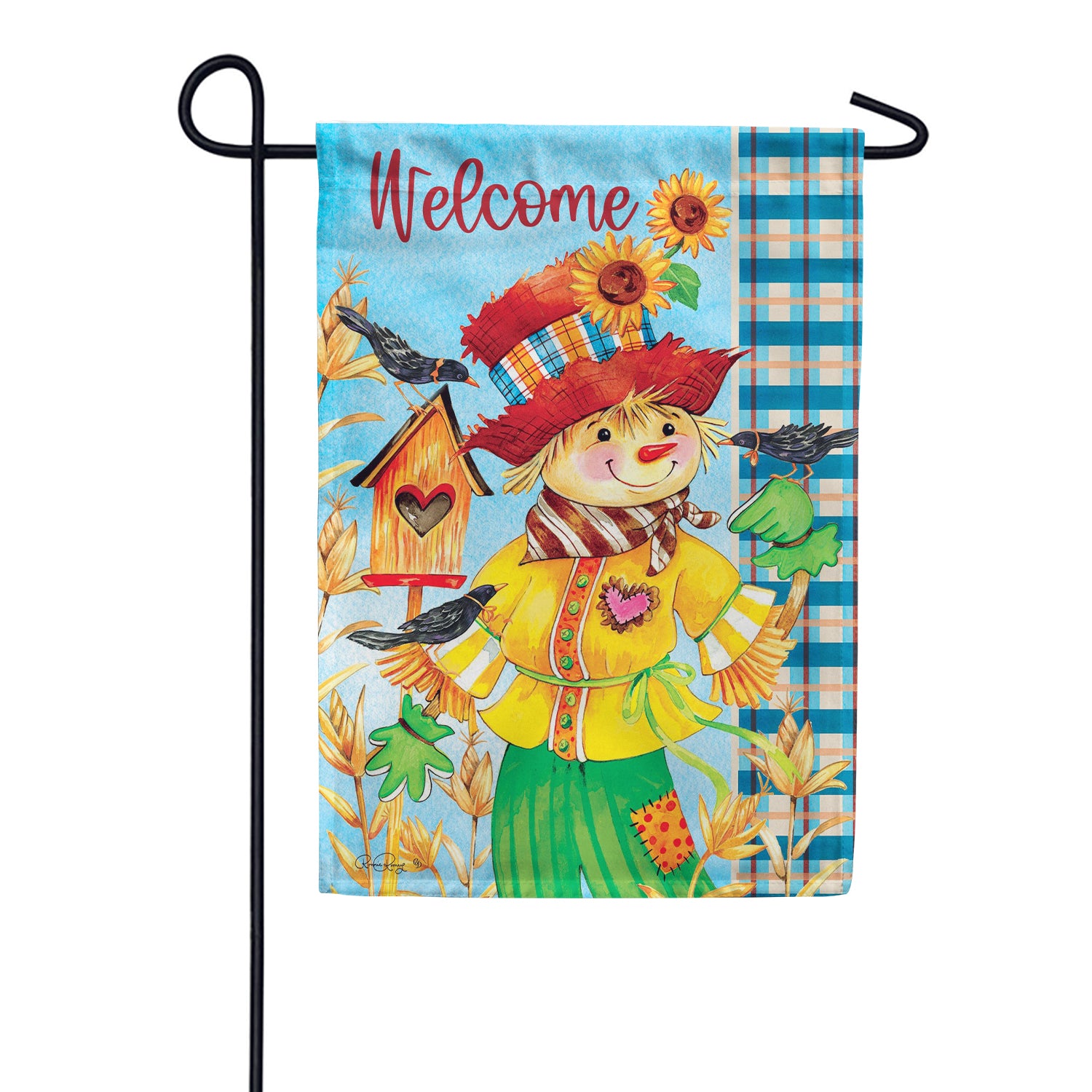 Custom Decor Welcome Scarecrow Birdhouse Garden Flag