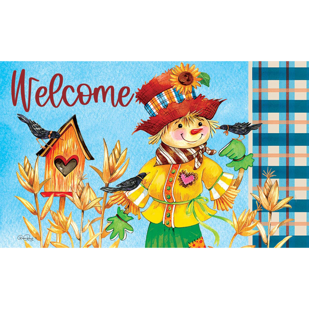 Custom Decor Mat - Scarecrow Birdhouse