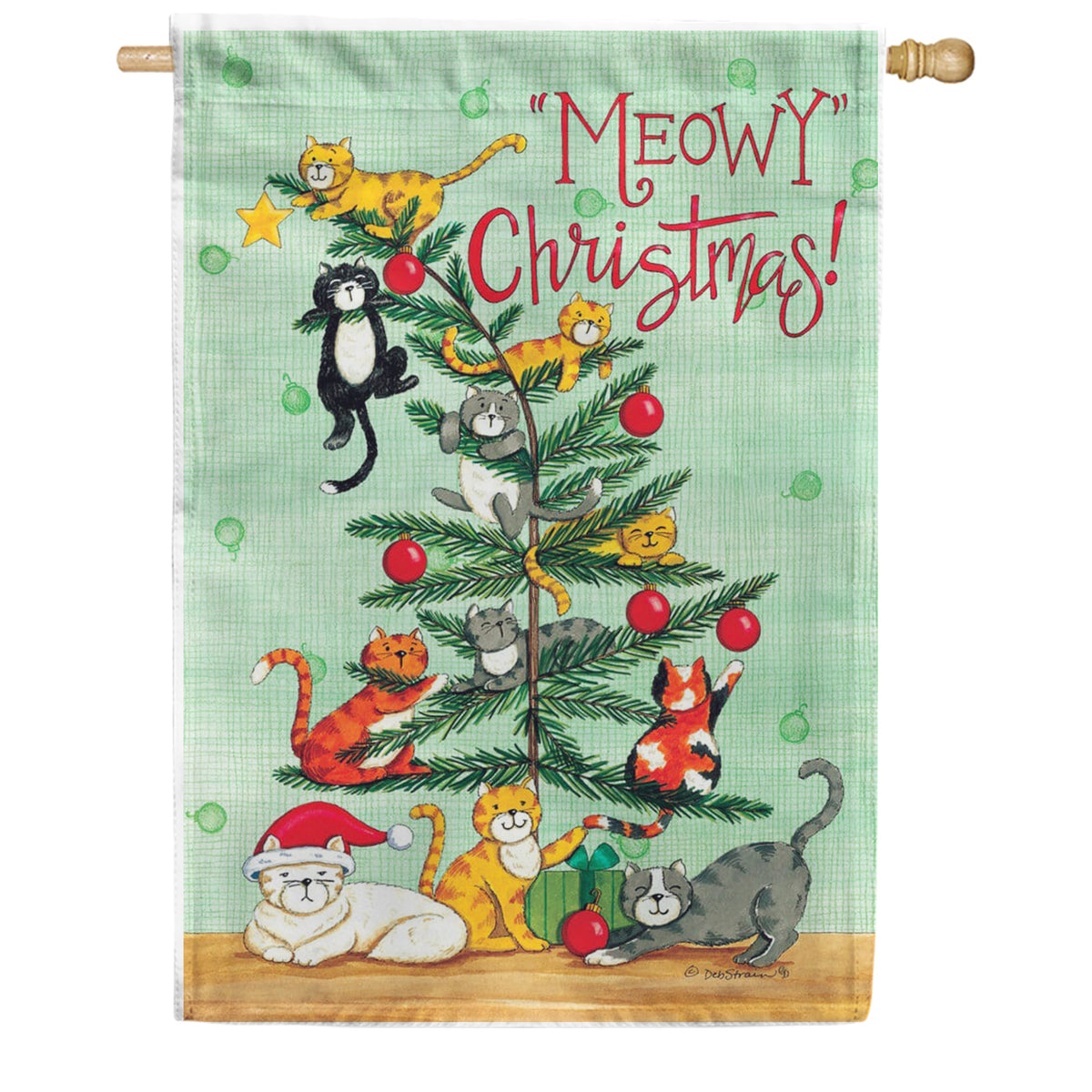 Custom Decor Meowy Christmas House Flag