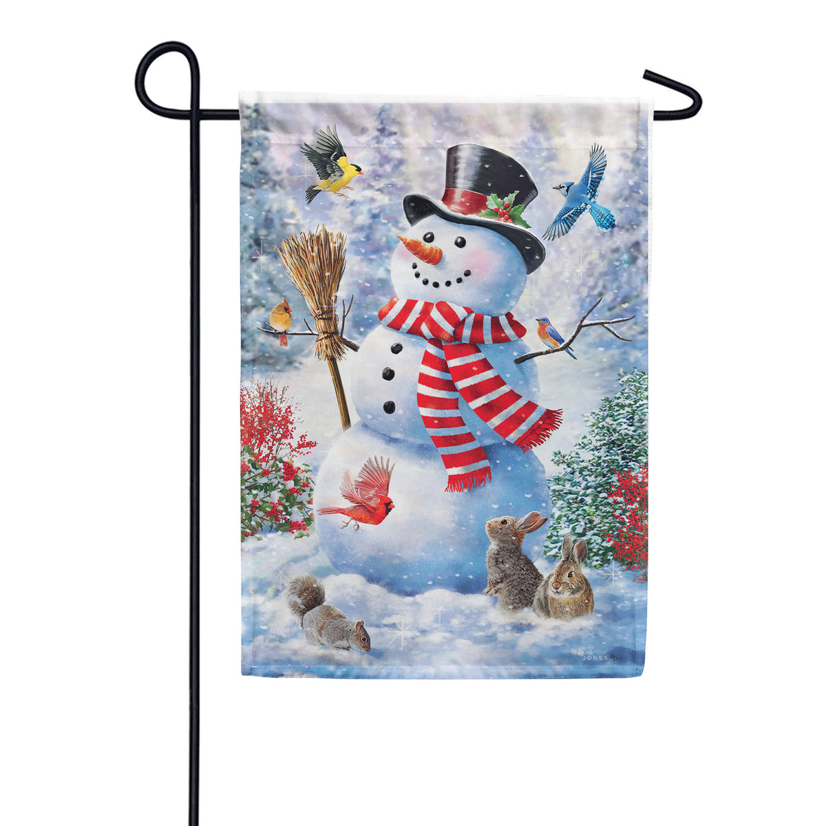 Custom Decor Snowman & Birds Garden Flag