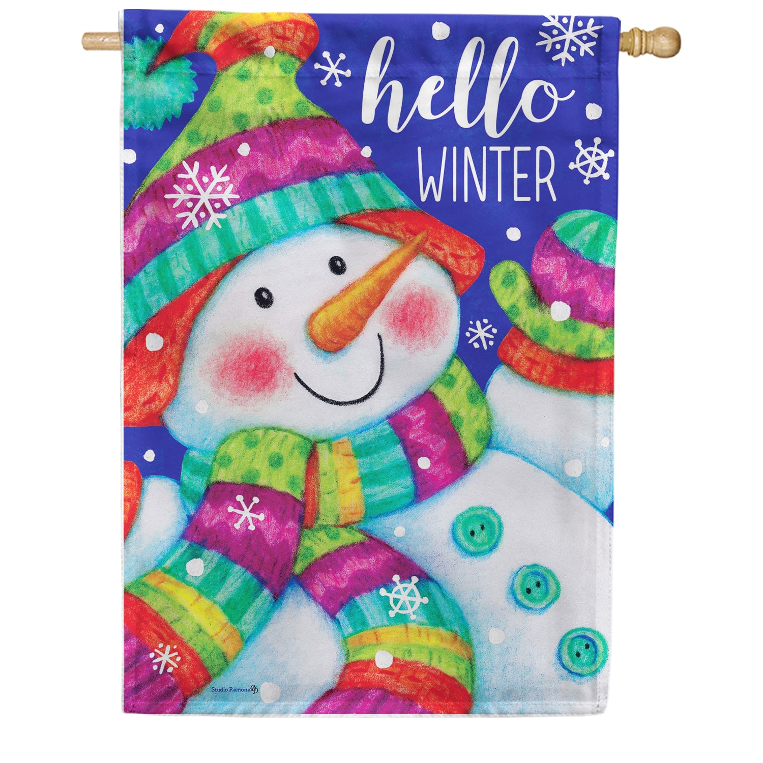 Custom Decor Hello Winter House Flag