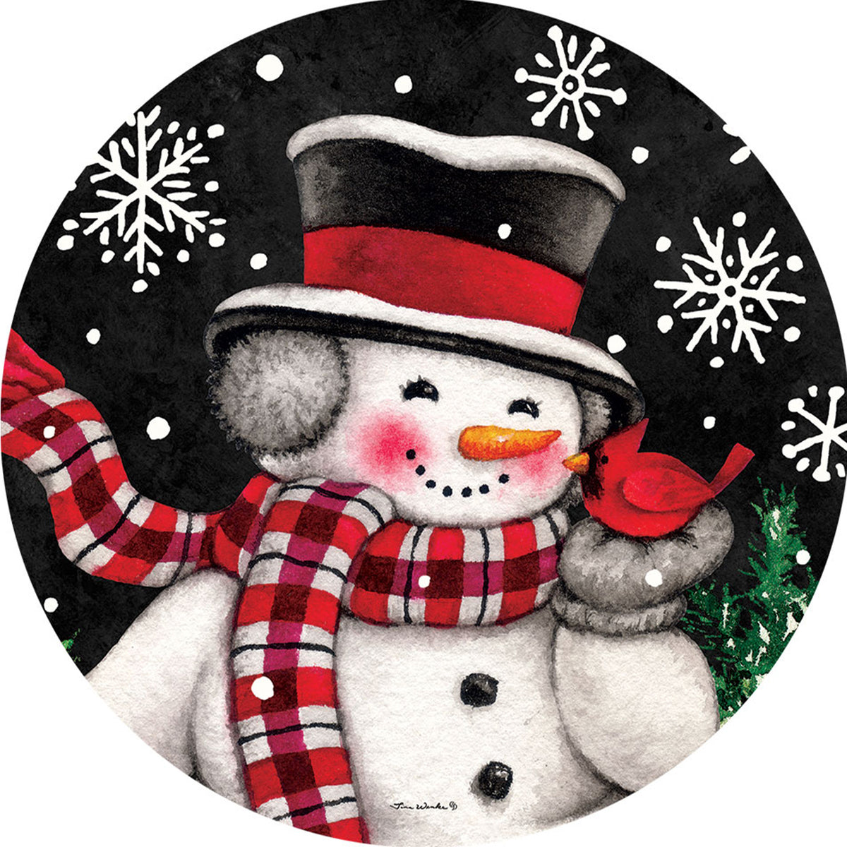 Custom Decor Accent Magnet - Snowman & Cardinal