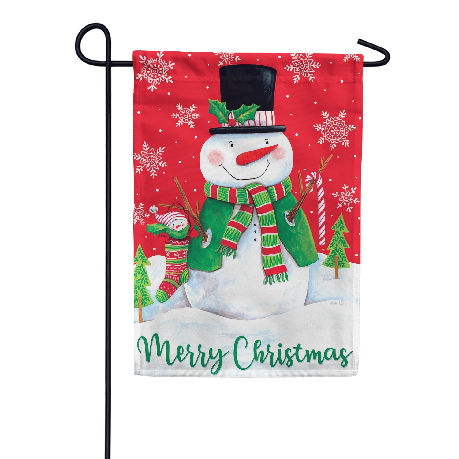 Custom Decor Garden Flag - Red & Green Snowman