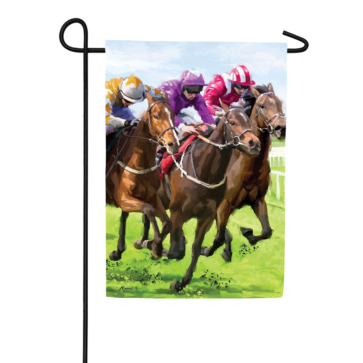 Custom Decor Race Horses Garden Flag