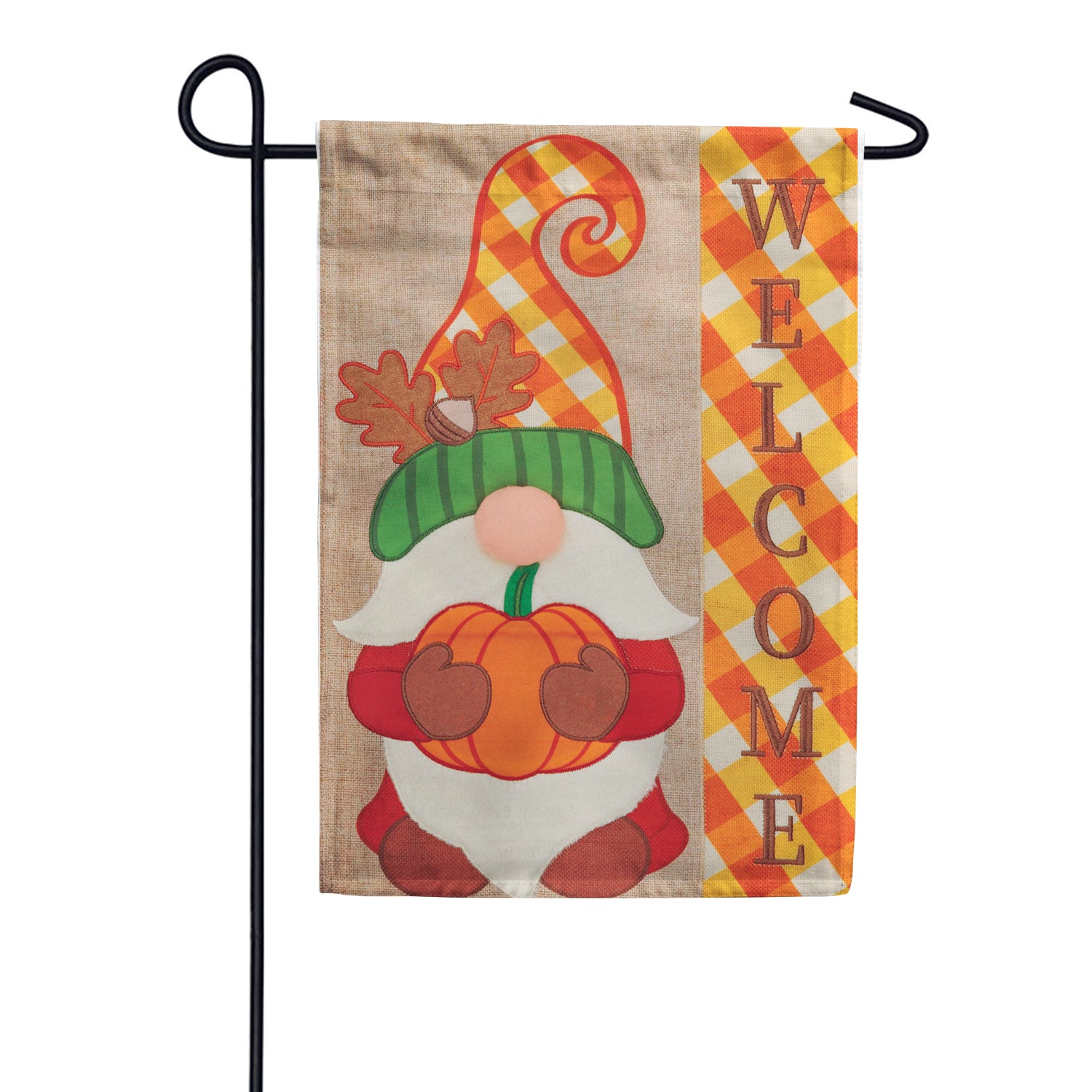 Custom Decor Burlap Garden Flag - Welcome Gnome
