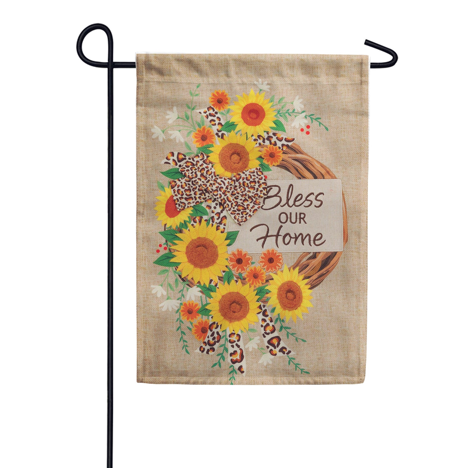 Custom Decor Burlap Garden Flag - Sunflower Wreath