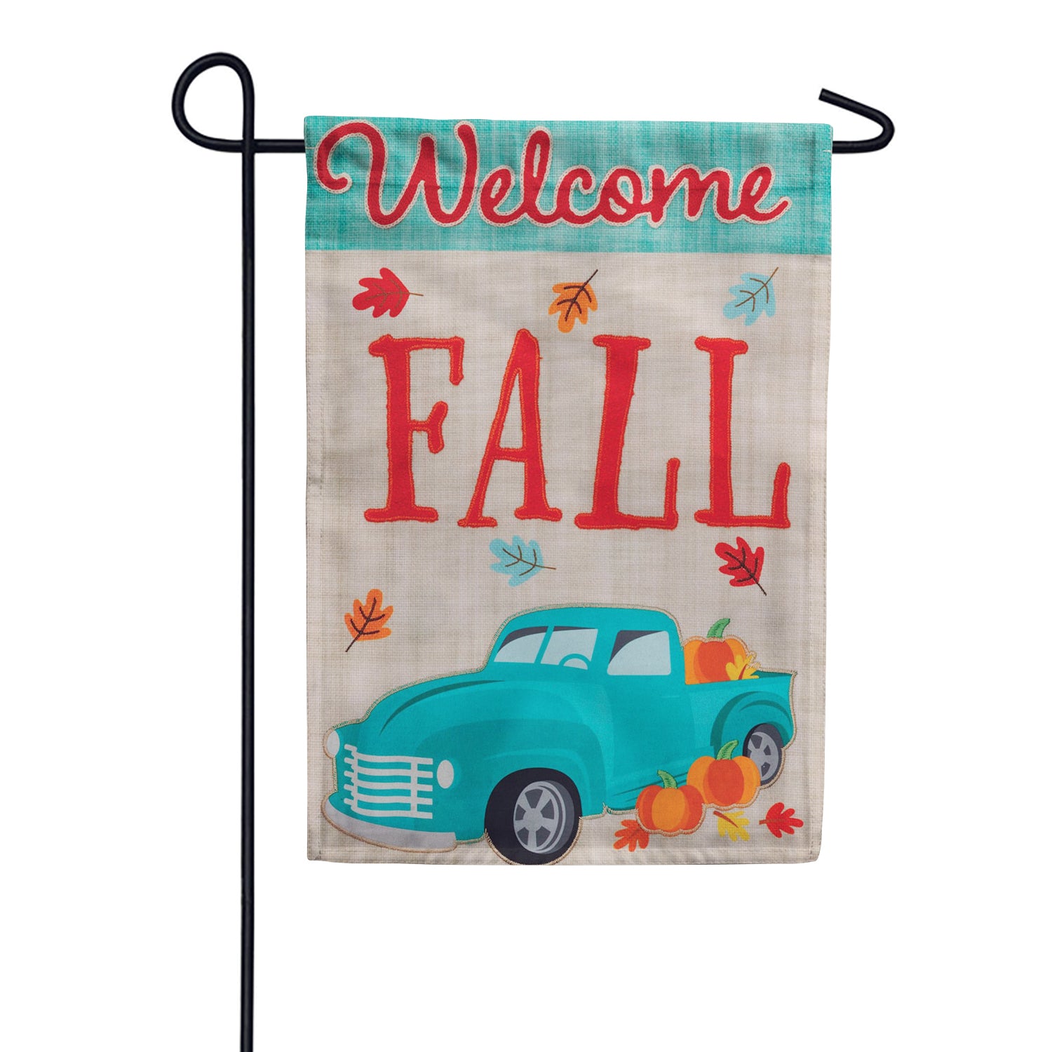 Custom Decor Burlap Garden Flag - Teal Truck