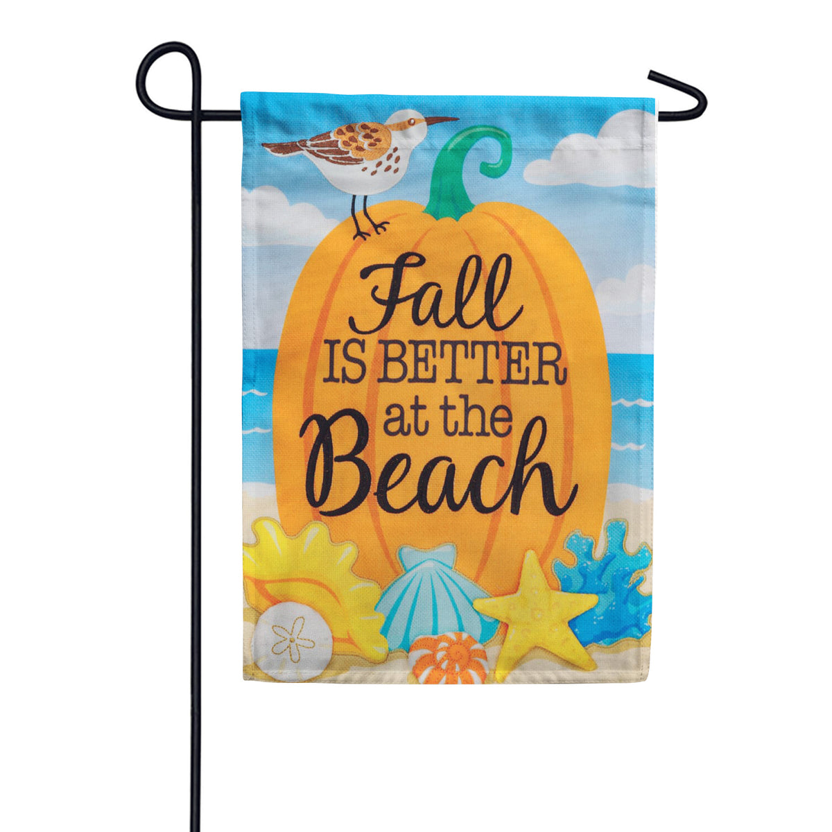 Custom Decor Applique Garden Flag - Beach Pumpkin