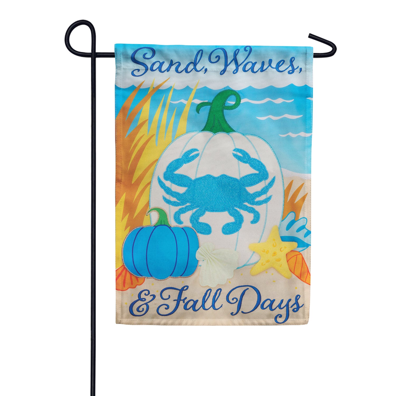 Custom Decor Applique Garden Flag - Crab Pumpkin