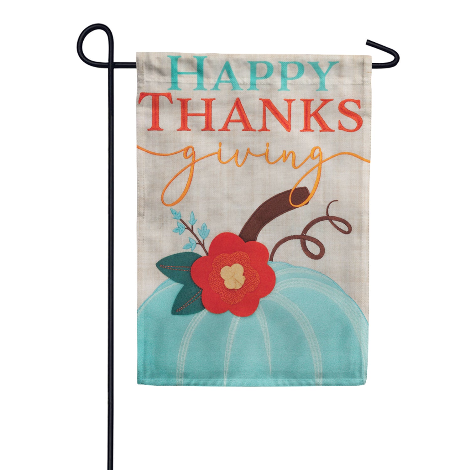 Custom Decor Burlap Garden Flag - Teal Pumpkin