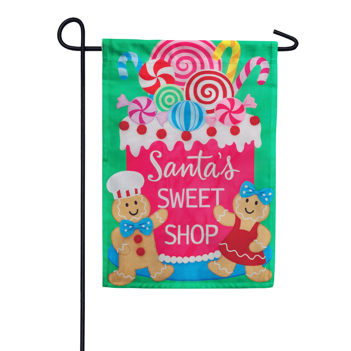 Custom Decor Applique Garden Flag - Santa's Sweet Shop