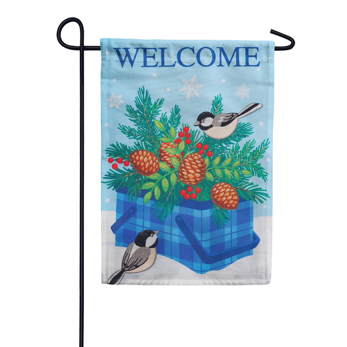 Custom Decor Applique Garden Flag - Winter Basket