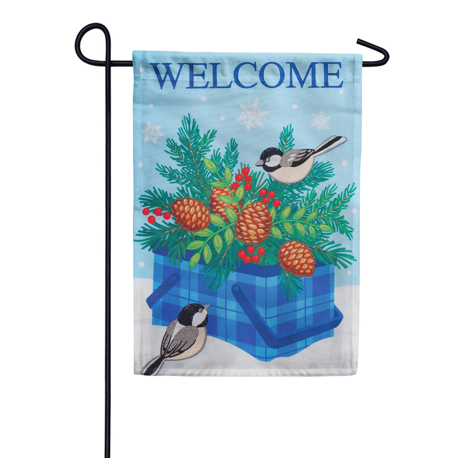 Custom Decor Applique Garden Flag - Winter Basket