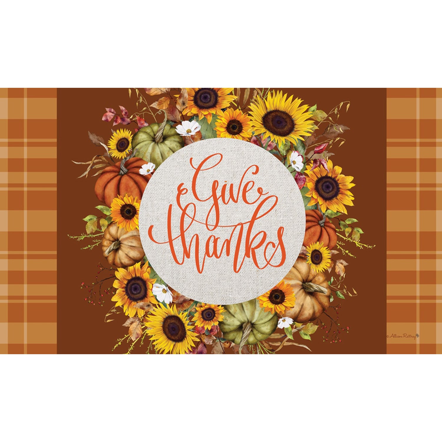 Custom Decor Mat - Give Thanks Wreath