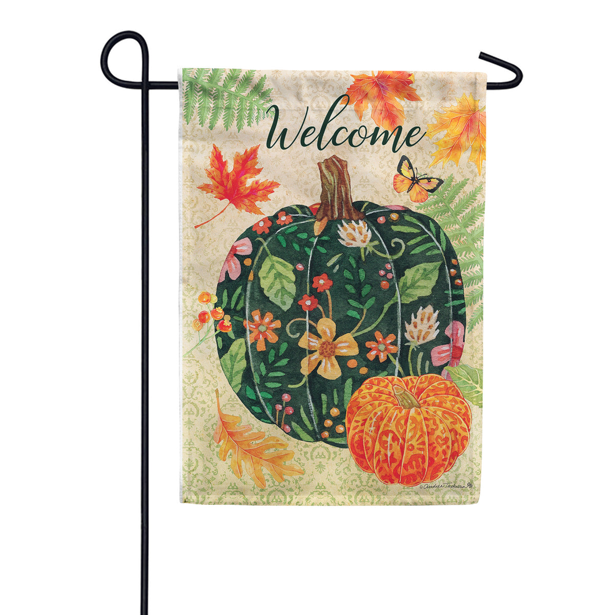Custom Decor Pumpkin & Leaves Garden Flag