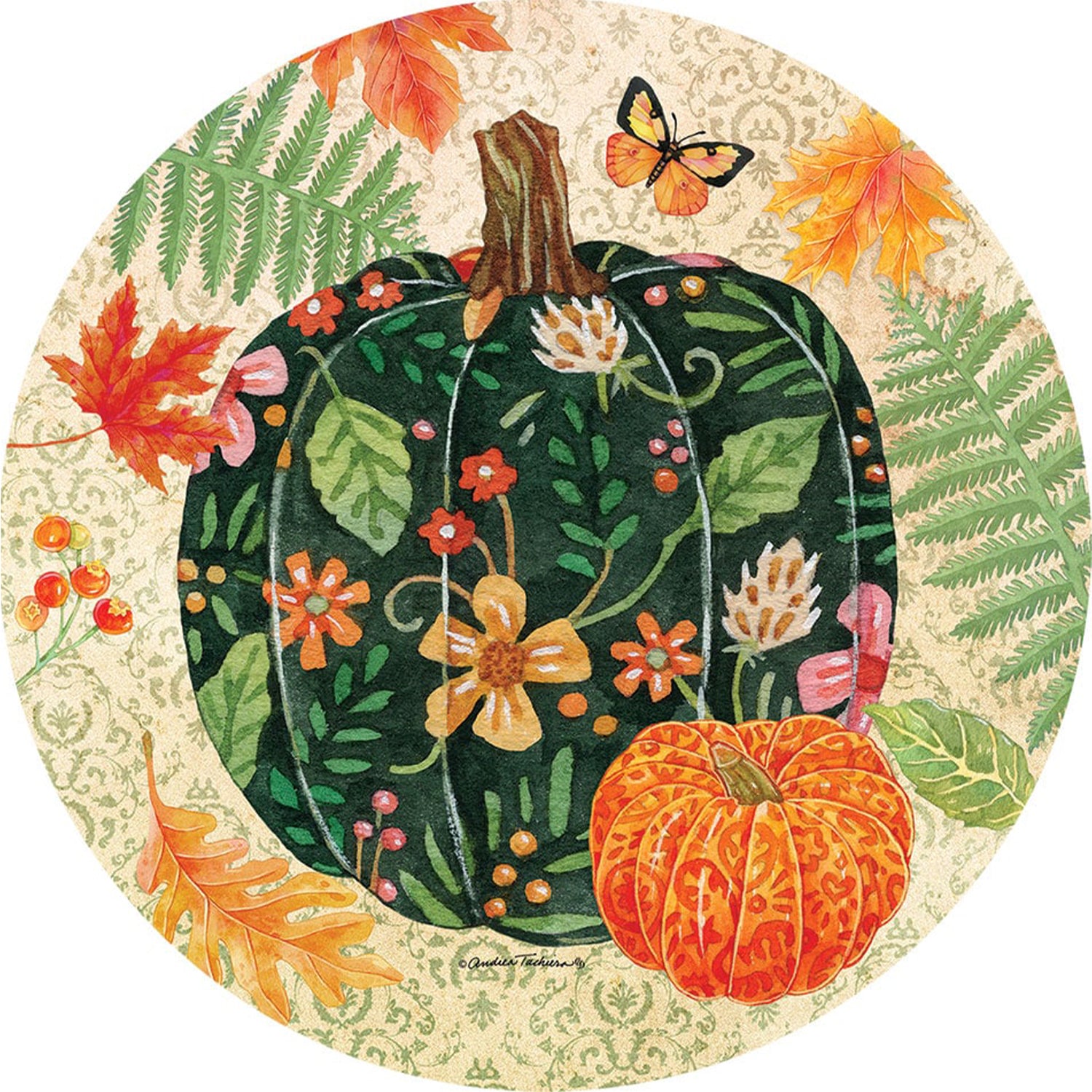 Custom Decor Accent Magnet - Pumpkin & Leaves