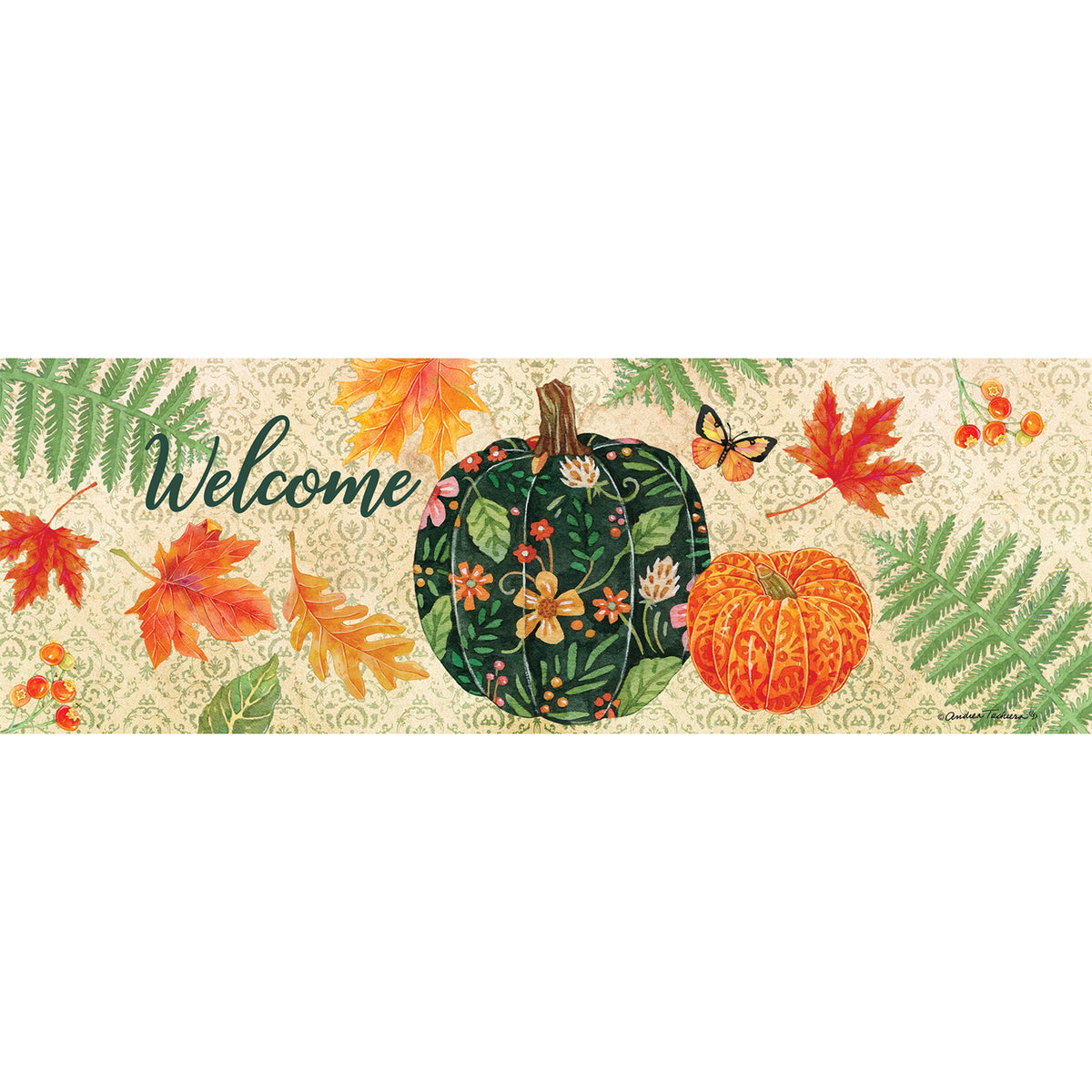 Custom Decor Pumpkin & Leaves Signature Sign