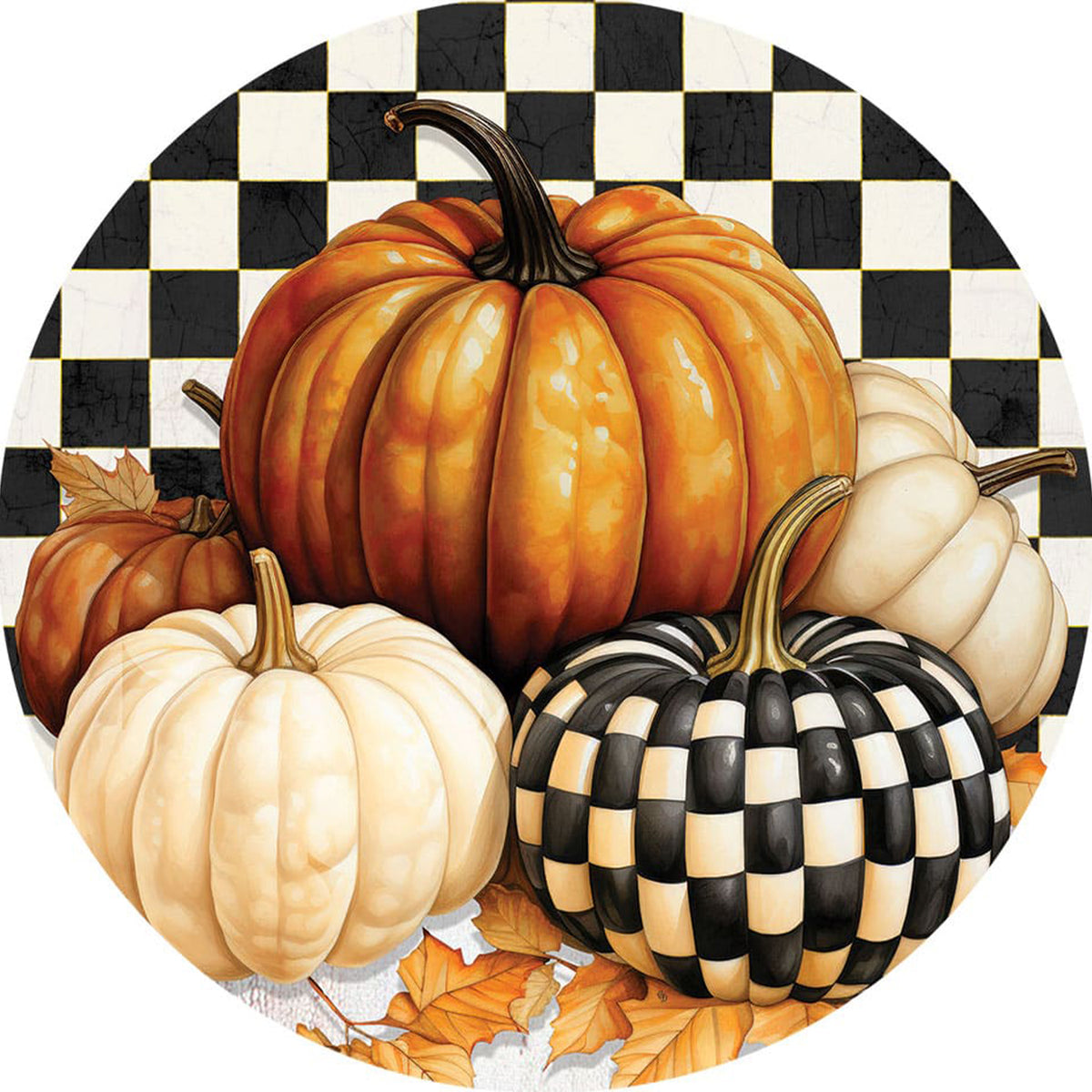 Custom Decor Accent Magnet - Checkered Pumpkin