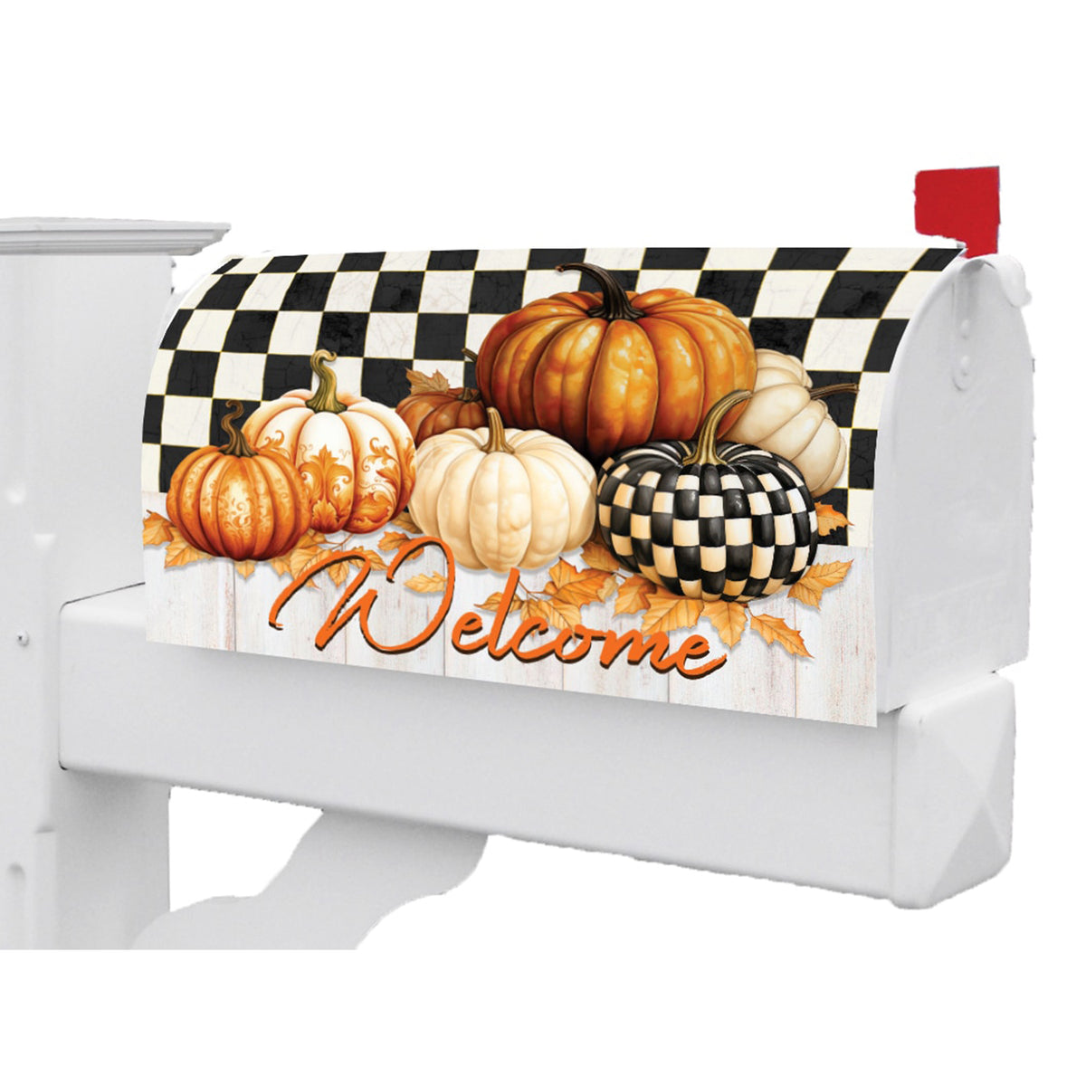 Custom Decor Mailbox Makeover - Checkered Pumpkin