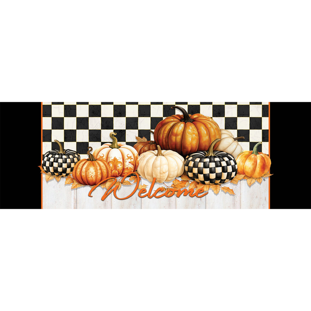 Custom Decor Checkered Pumpkin Signature Sign