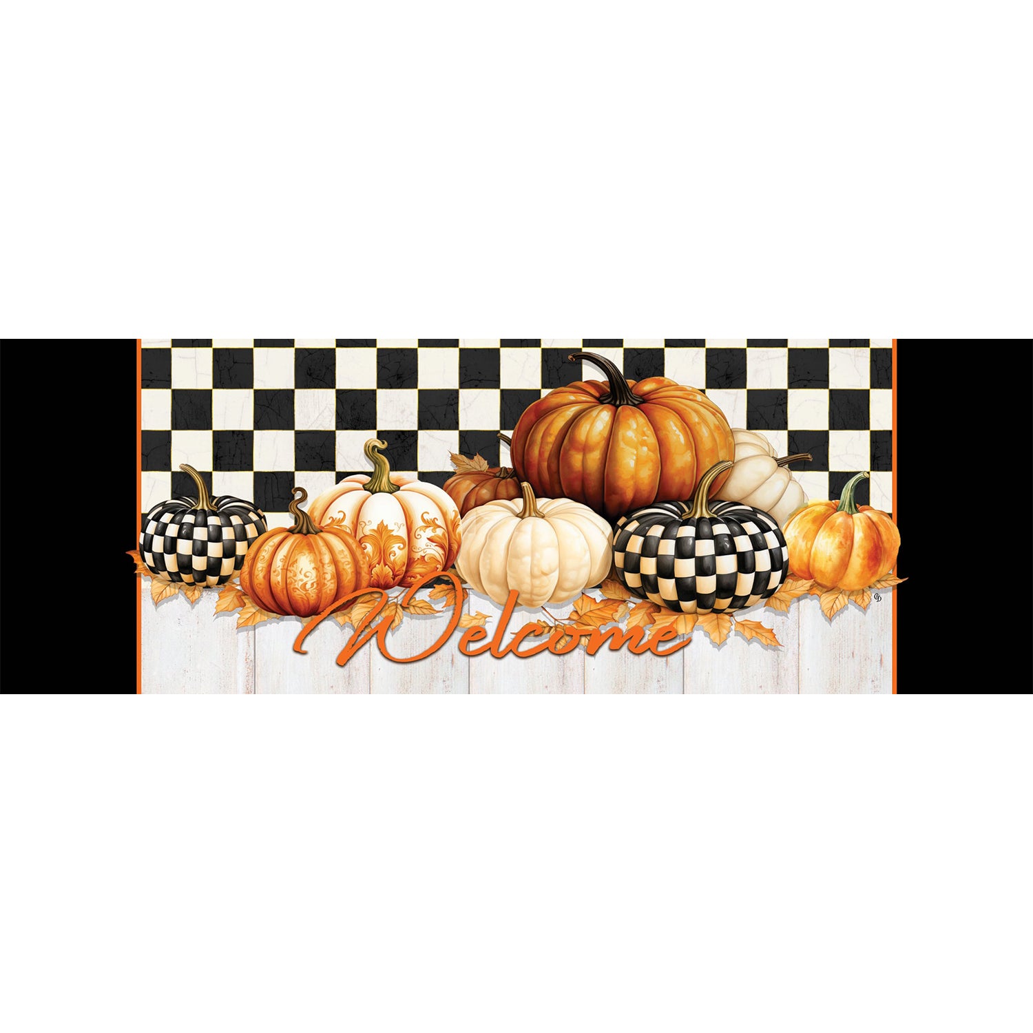 Custom Decor Checkered Pumpkin Signature Sign