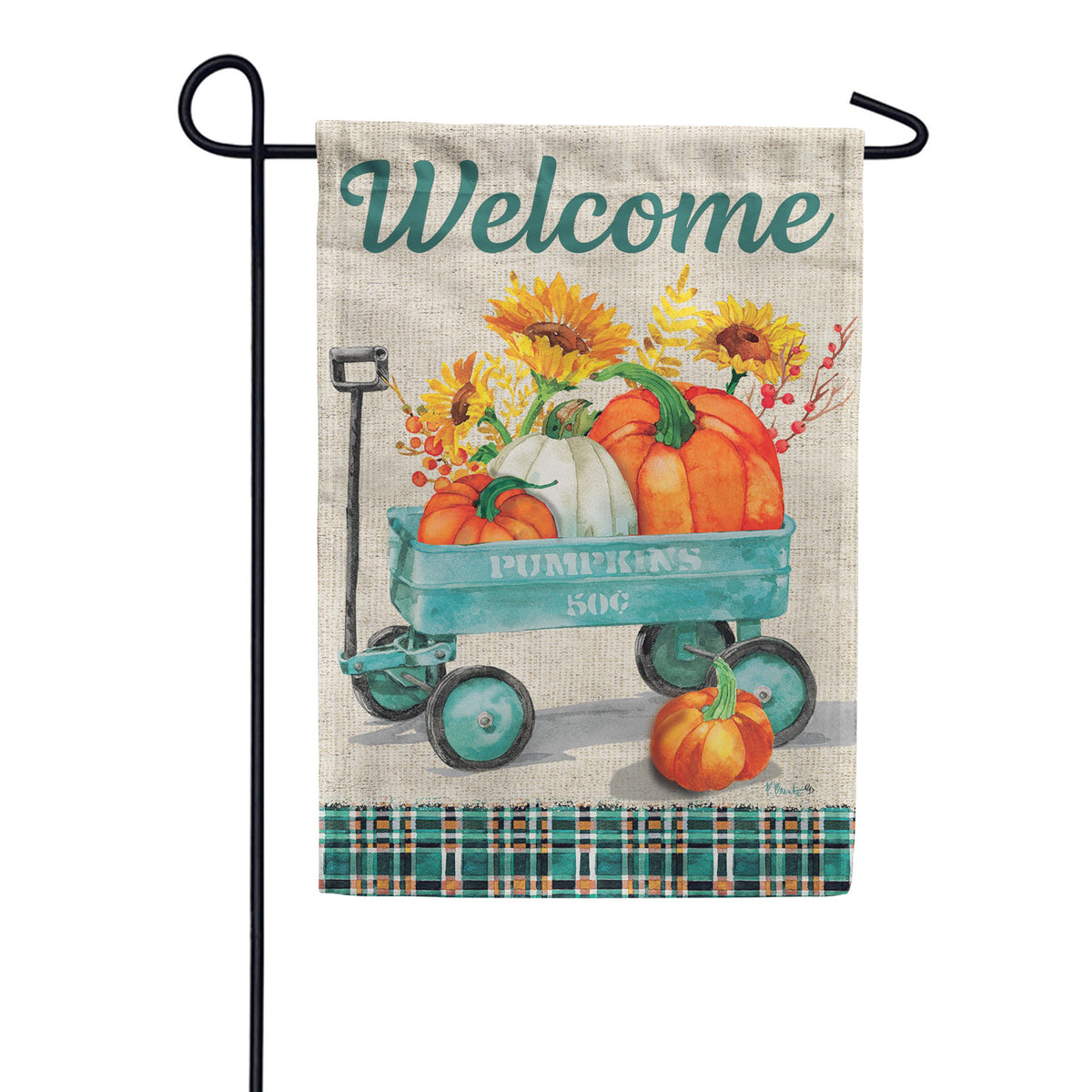 Custom Decor Pumpkin Wagon Garden Flag