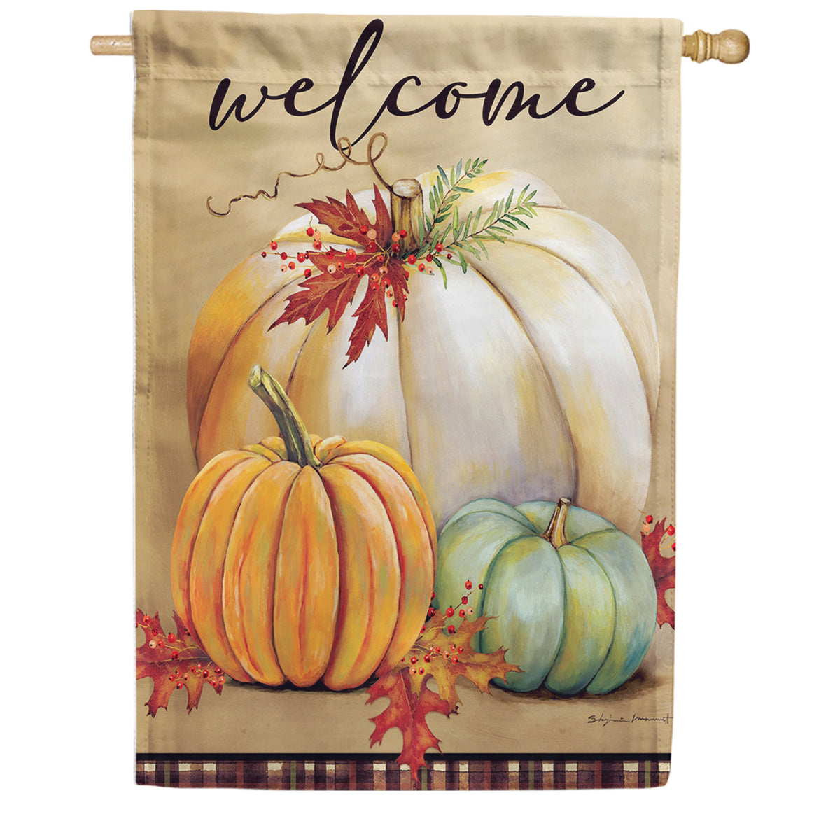 Custom Decor Pumpkin Trio House Flag