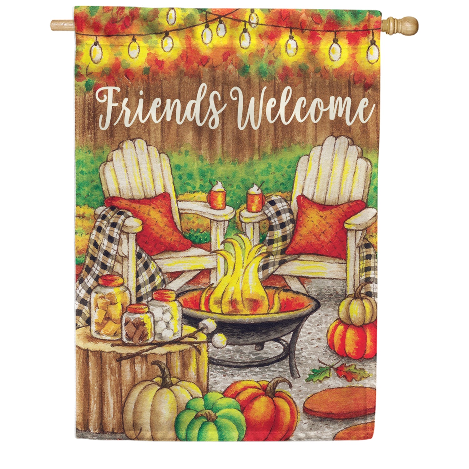 Custom Decor House Flag - Fall Fire Pit