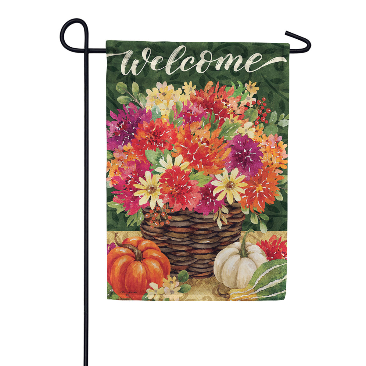 Custom Decor Welcome Mums Basket Garden Flag