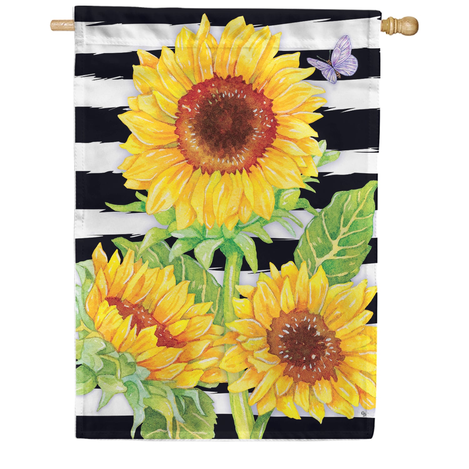 Custom Decor Sunflower Stripes Garden Flag