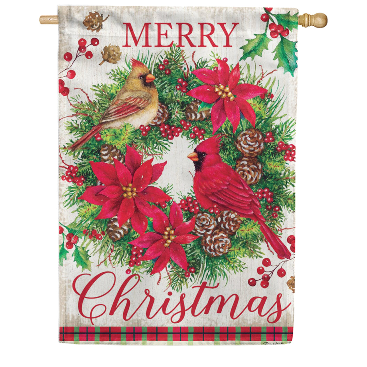 Custom Decor Cardinal Wreath Garden Flag