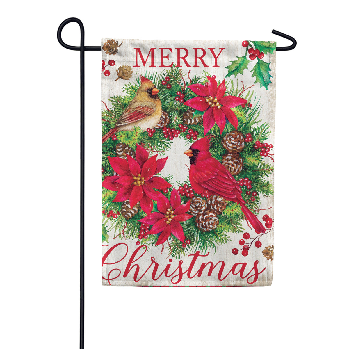 Custom Decor Cardinal Wreath House Flag