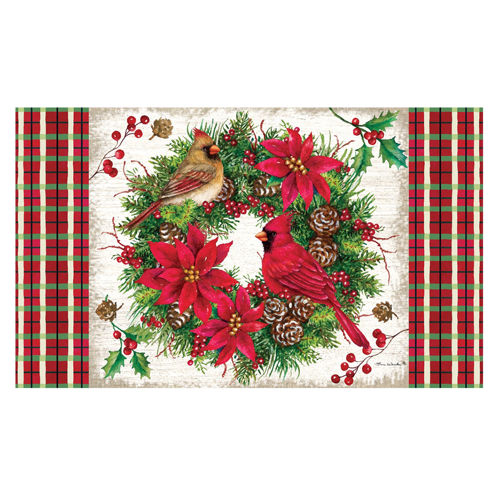 Custom Decor Cardinal Wreath Mat