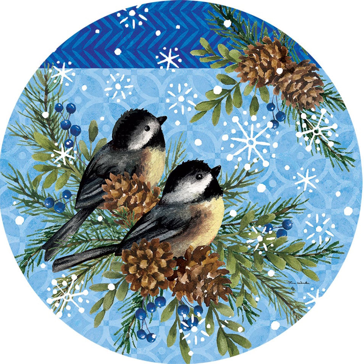 Custom Decor Accent Magnet - Winter Chickadees