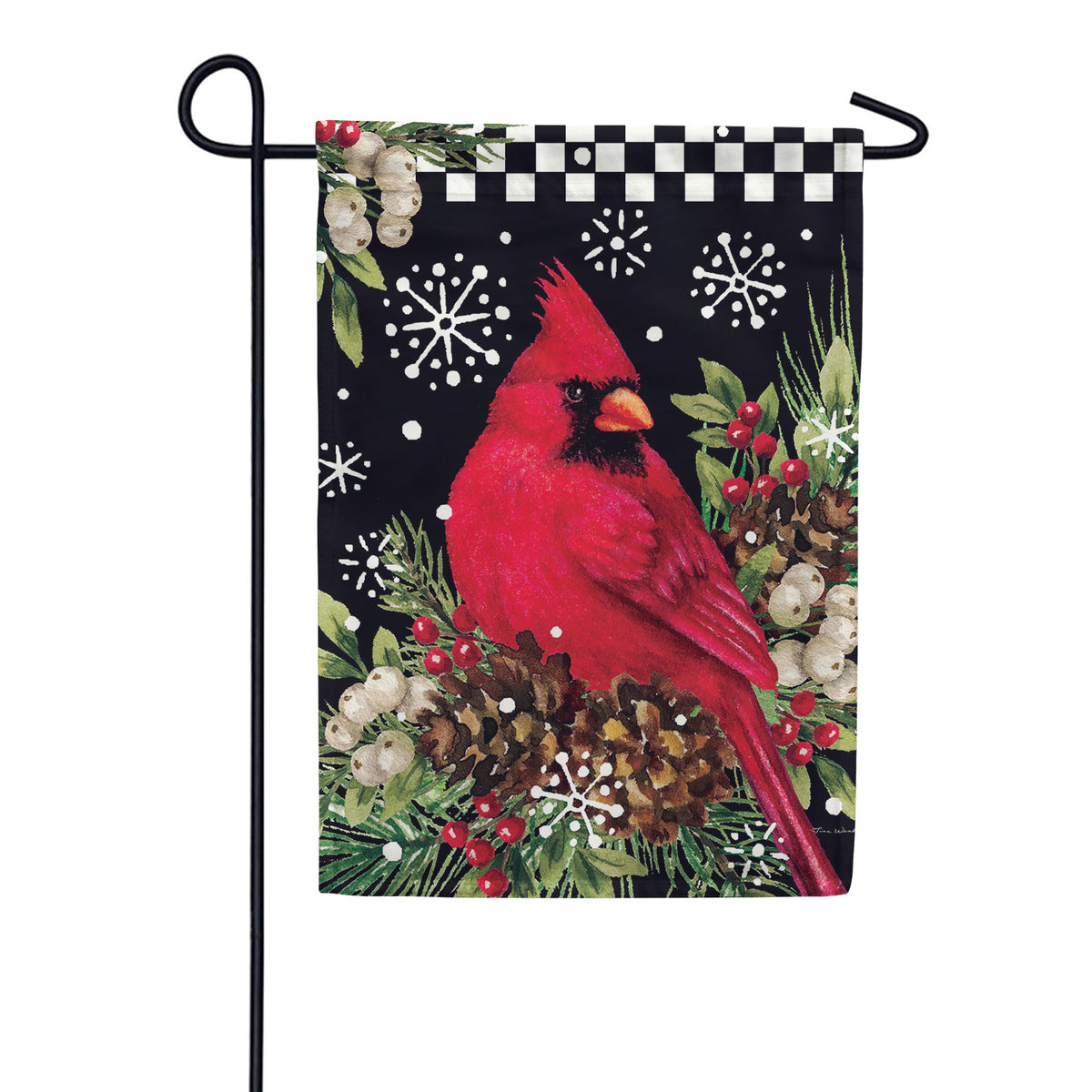 Custom Decor Garden Flag - Cardinal Pine Cones