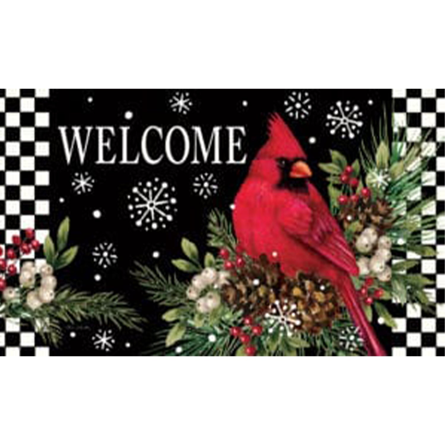Custom Decor - Cardinal Pine Cones - Mat