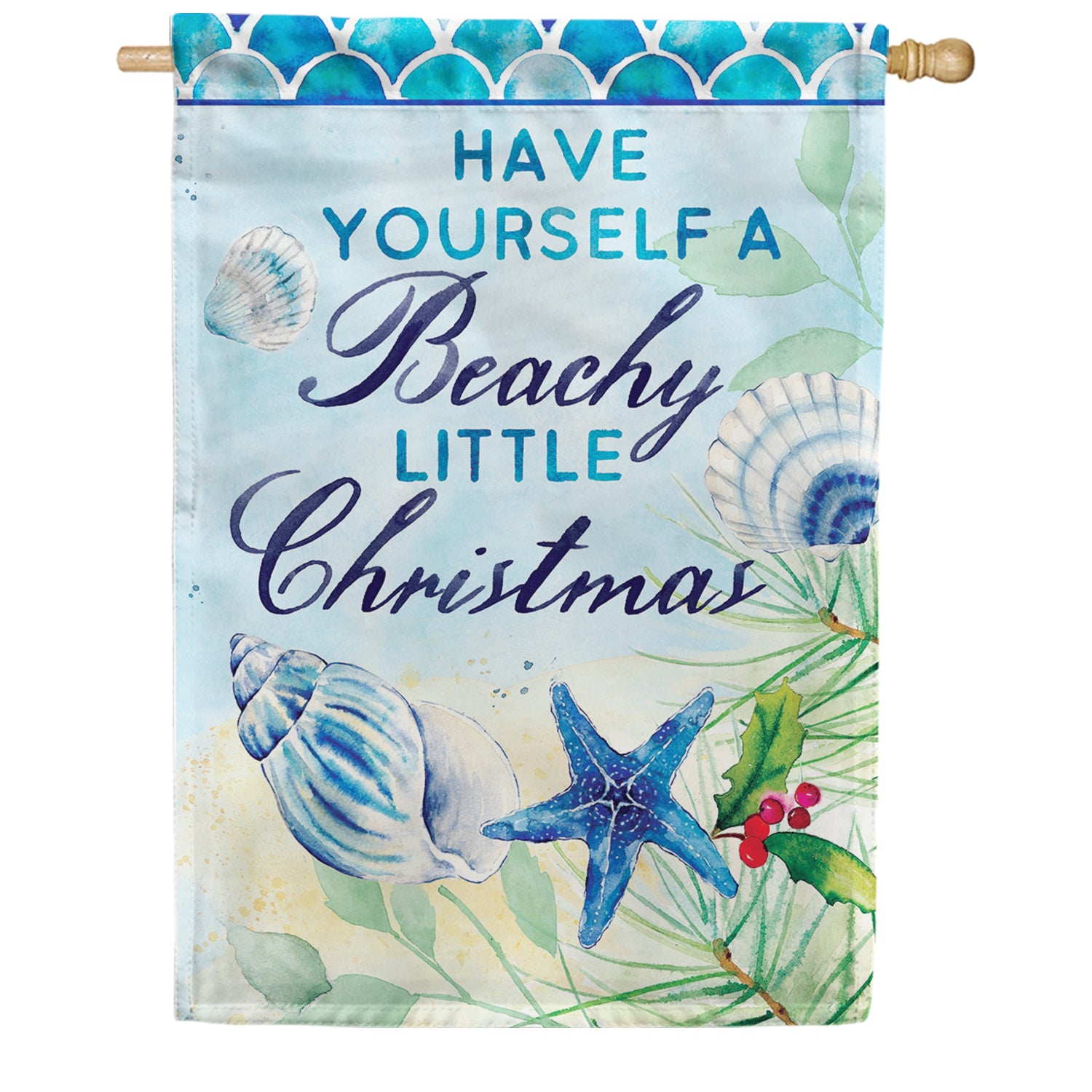 Custom Decor House Flag - Beachy Christmas