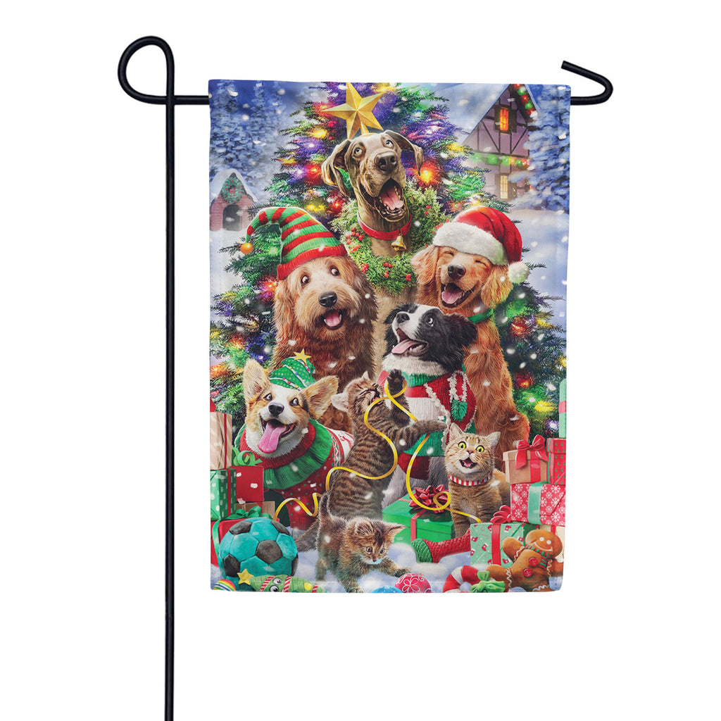 Custom Decor Garden Flag - Cats and Dogs Tree