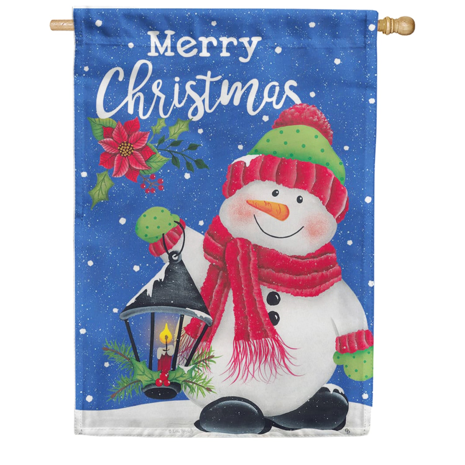 Custom Decor House Flag - Snowman Lantern